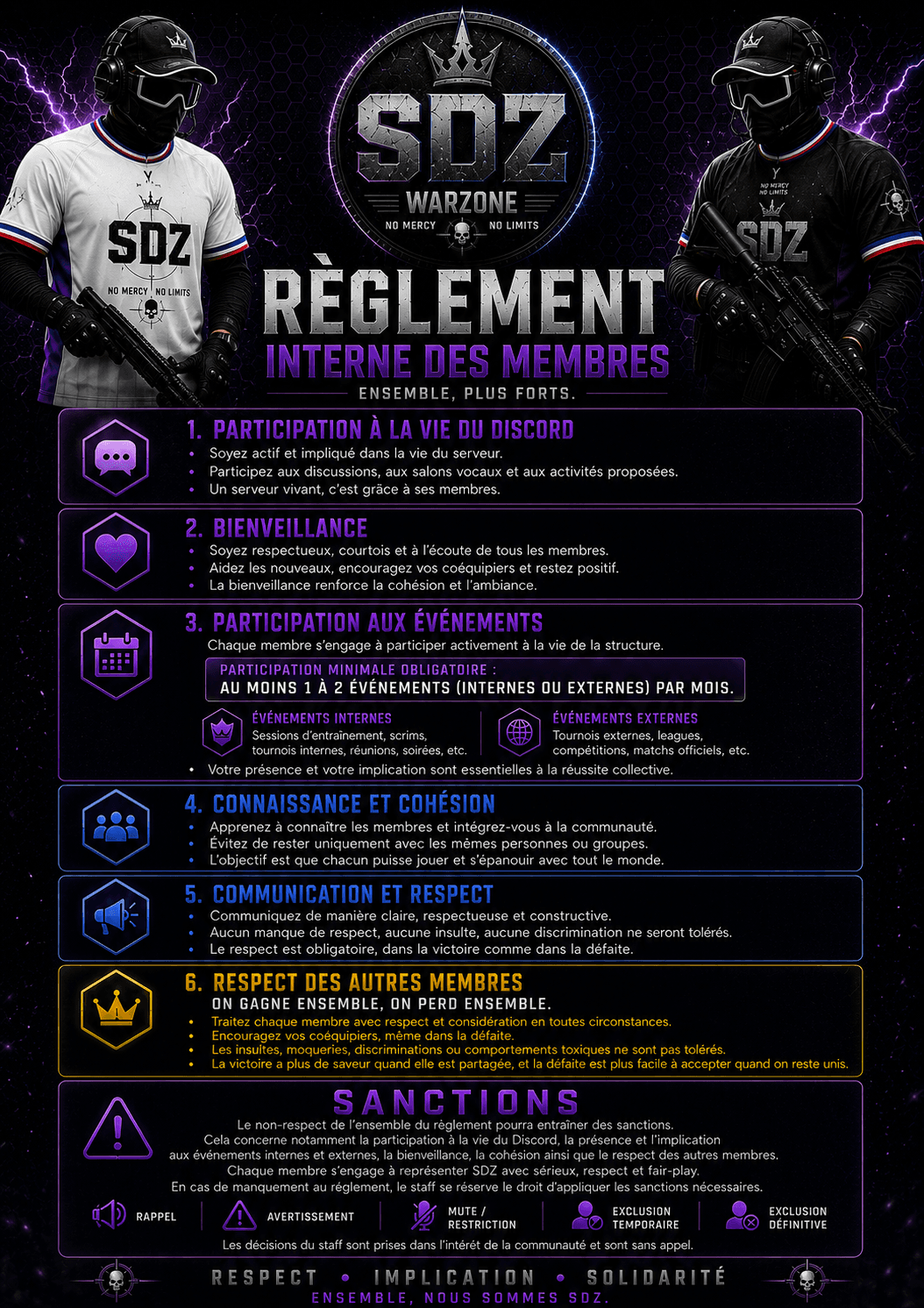 Règlement interne officiel des membres SDZ